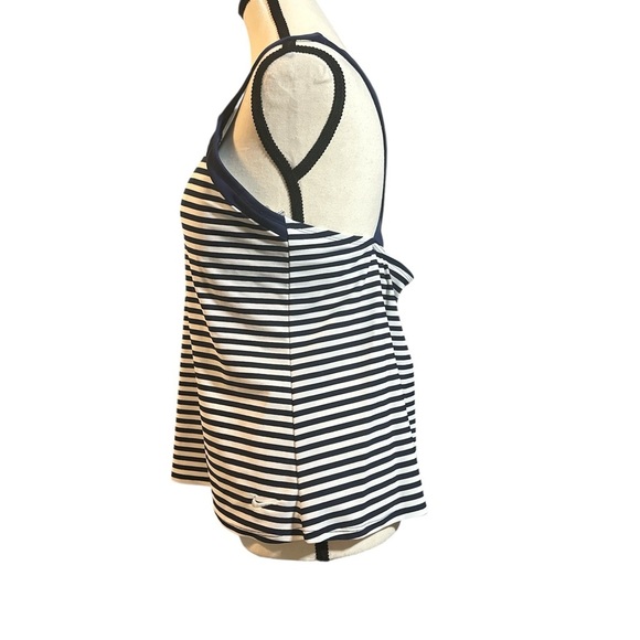Nike Women's Navy and White Striped Swim Top - Picture 4 of 7